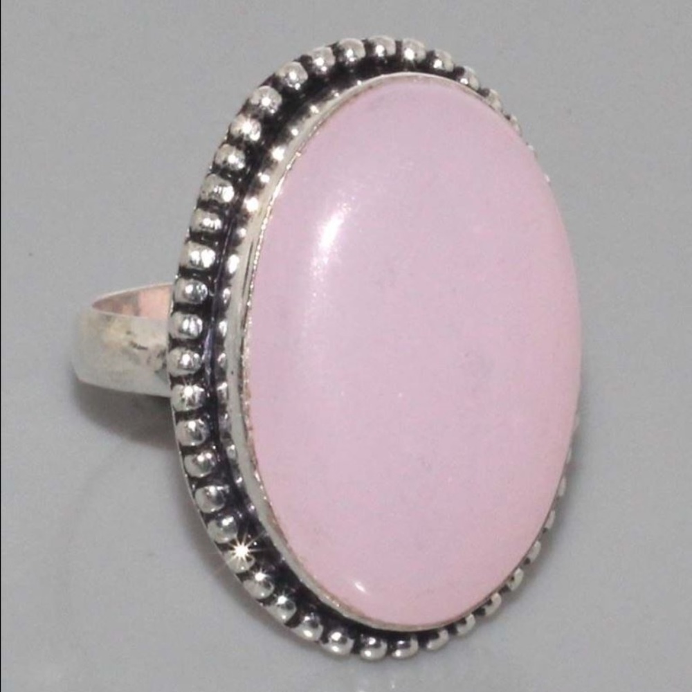 Chalcedony Silver Overlay Statement Ring Size 9